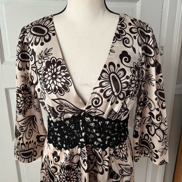 Metrocity Floral Print Women's Babydoll Top Satin Crochet Y2K Fairy Boho Gypsy M - Picture 4 of 15